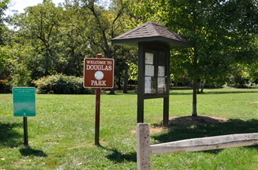 Douglas Park sign and notice board