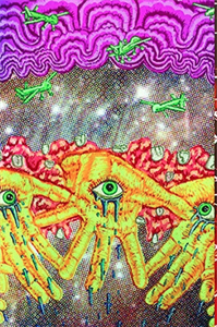 Print making poster of hands with eyes