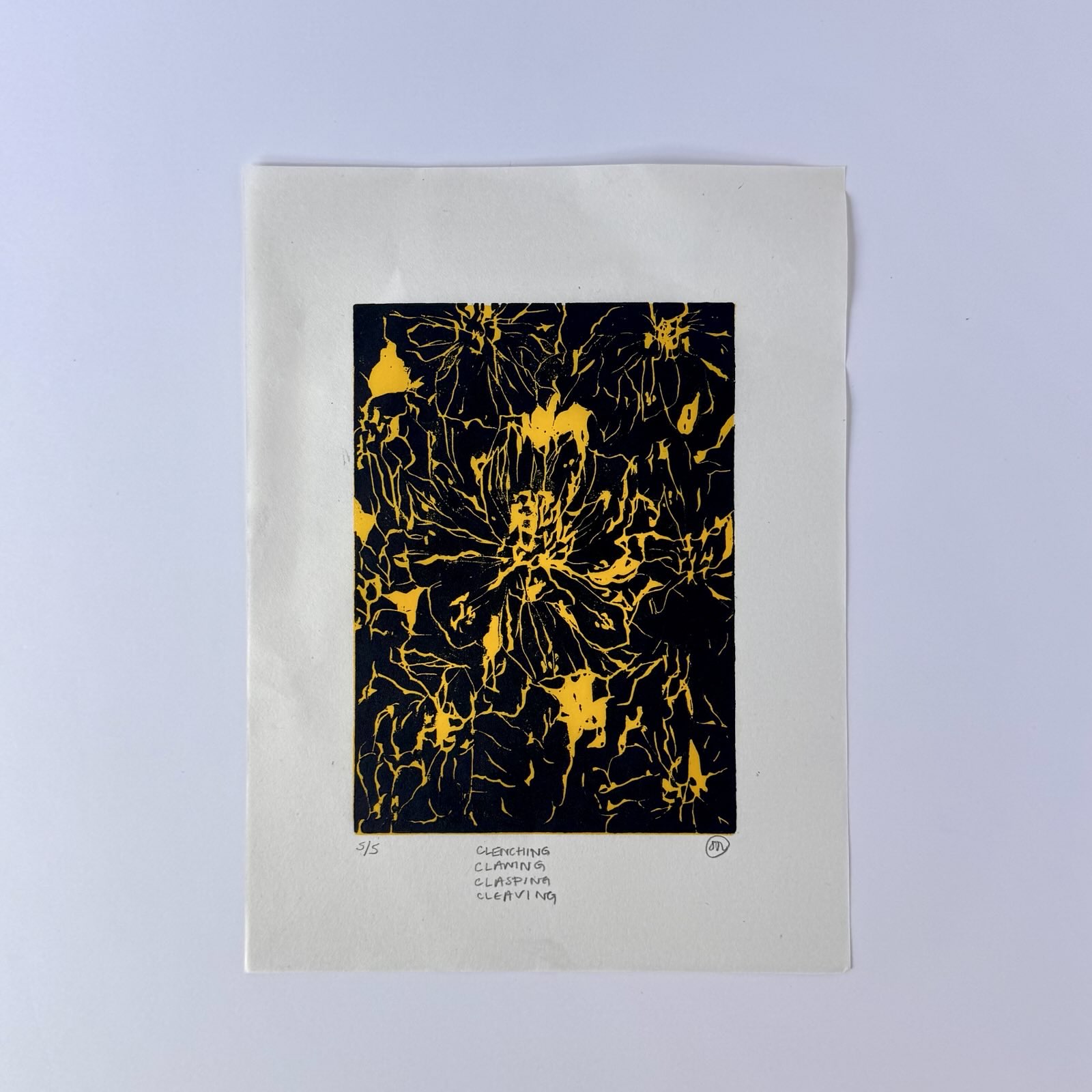 Susan Lefler print, clenching claws black and yellow artwork