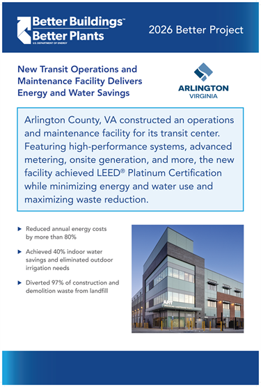 Better Project 2026 poster highlighting Arlington's Transit Operations and Maintenance Facility