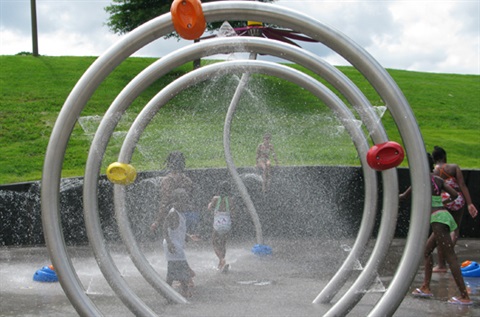 Sprayground equipment with children