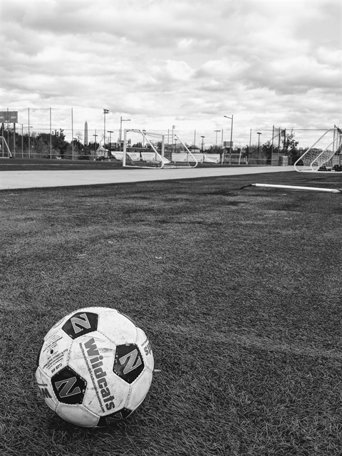 Soccer ball on a soccer field