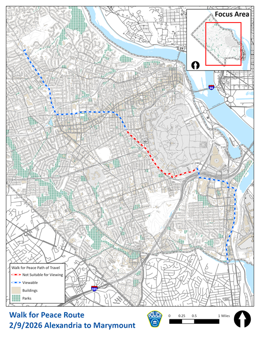 Walk for Peace Road Closure Map 2.9.26