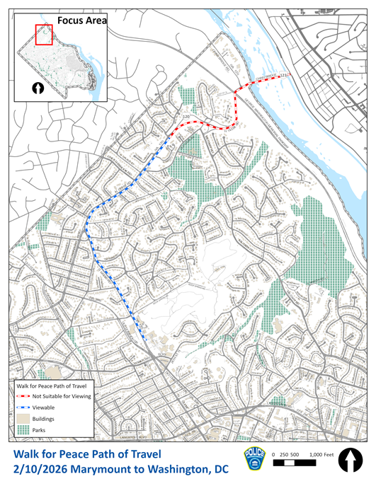 Walk for Peace Road Closure Map 2.10.26