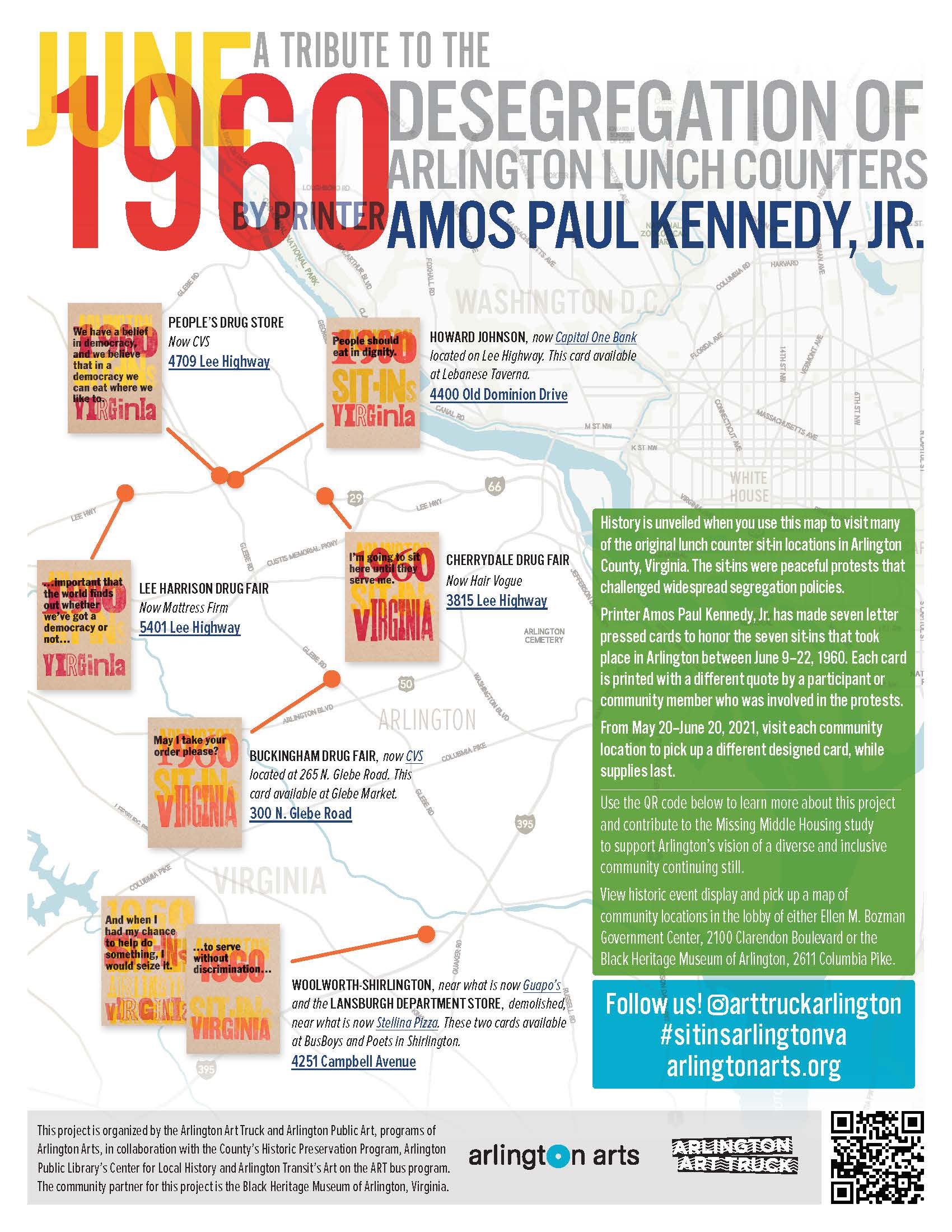 A Tribute to the Desegregation of Arlington Lunch Counters Map in English
