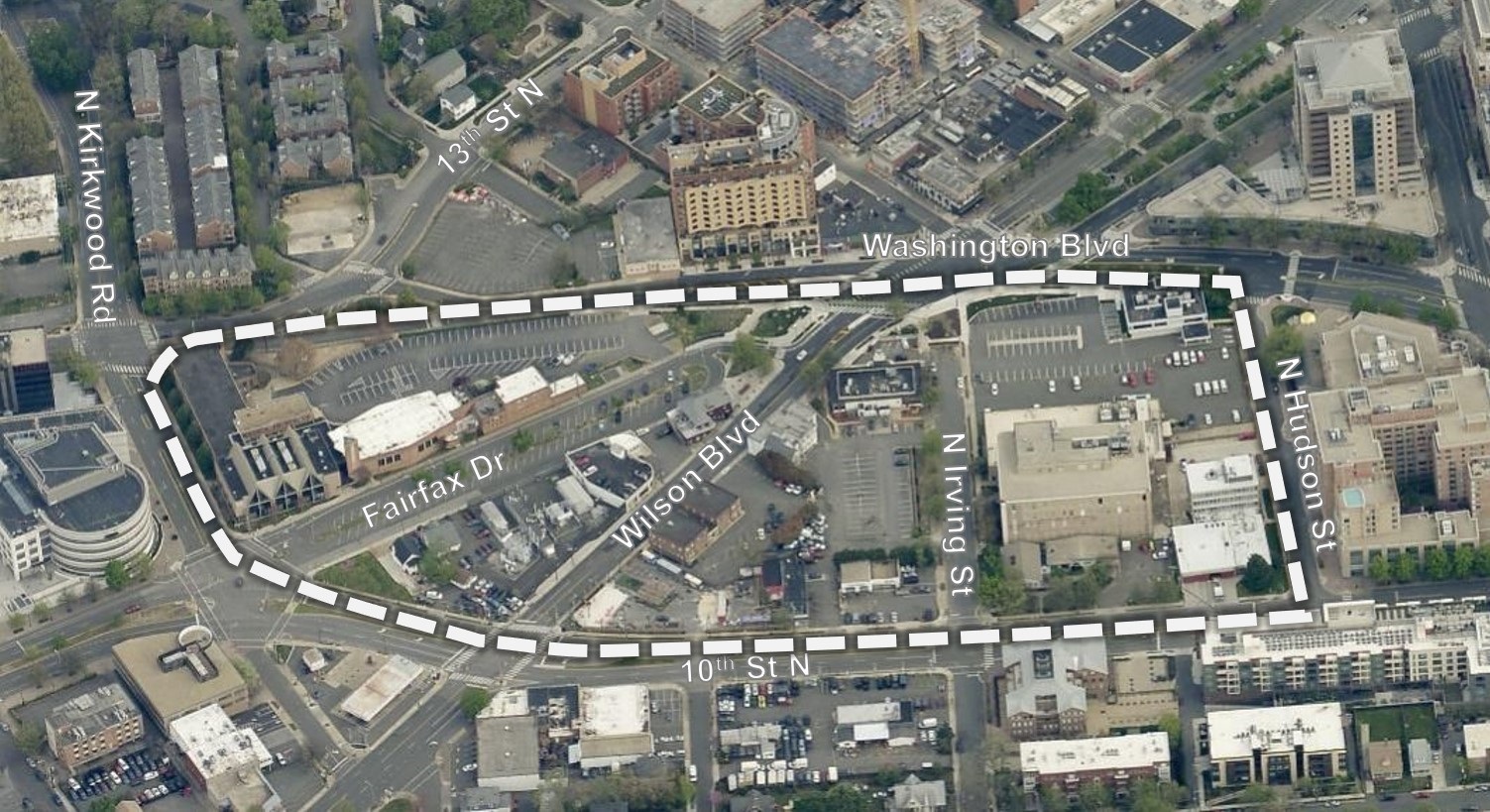 Overhead view of neighborhood area