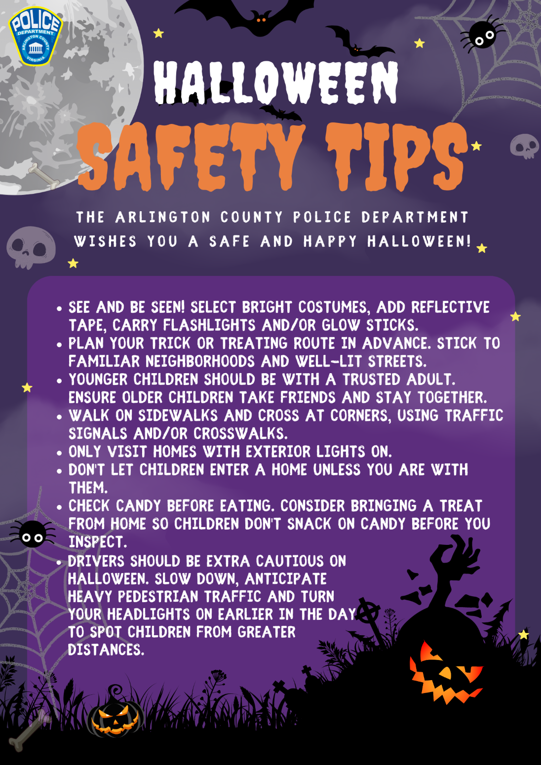 Halloween Safety Tips from Arlington County Police Department