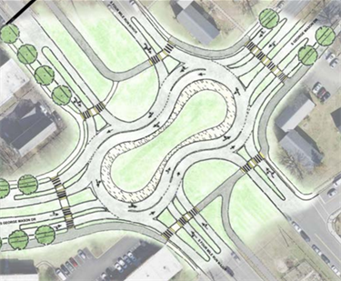 Illustrative peanutabout concept for  S. George Mason Drive and S. Four Mile Run Drive