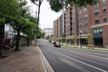 Washington Boulevard at Kirkwood Road, looking west