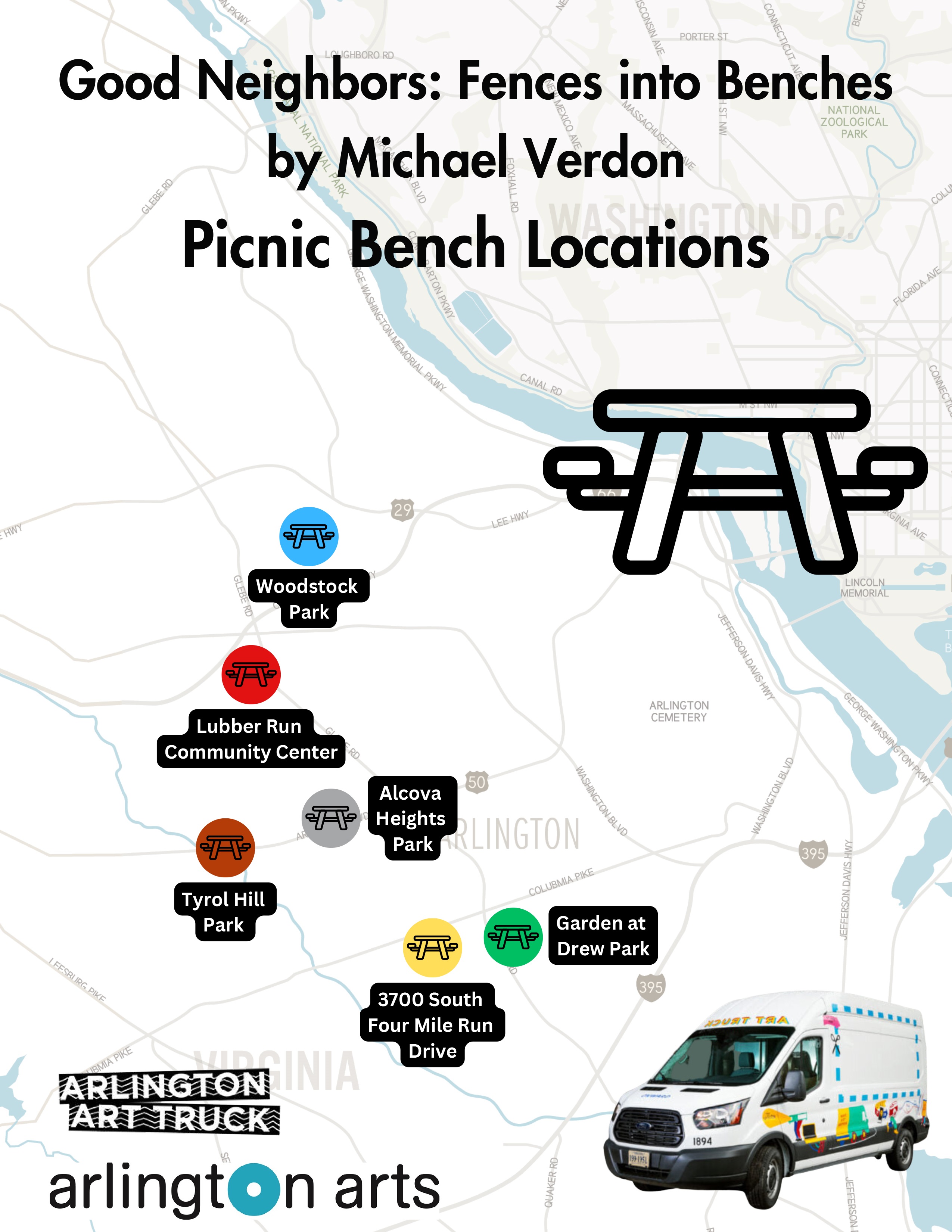 Picnic bench locations map