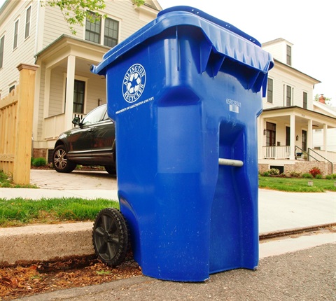 Recycling cart on the curbside