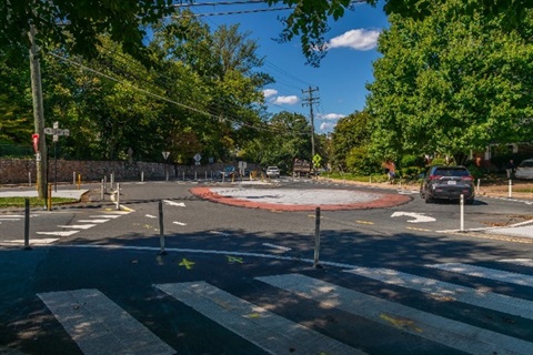 roundabout at Military Rd and Nelly Custis