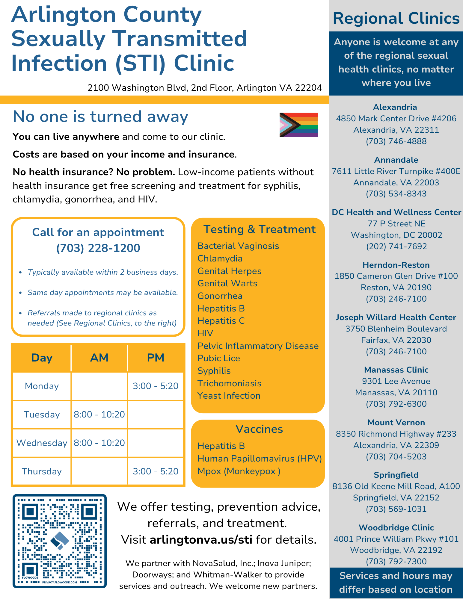 Arlington County STI Clinic Flyer